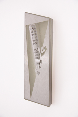 Large Clear crystal Mezuzah with silver grey aluminum 3C