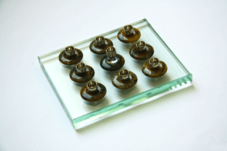 Small Ocean Jasper and glass Chanukiah