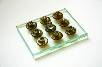 Small Green Spider and glass Chanukiah 